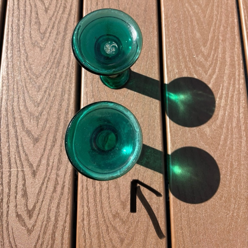 Glass Taper Candle Holders/ Bud Vase Emerald Jade green NWOT “Gorgeous Designs” - Picture 15 of 16